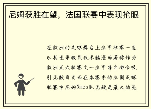 尼姆获胜在望，法国联赛中表现抢眼
